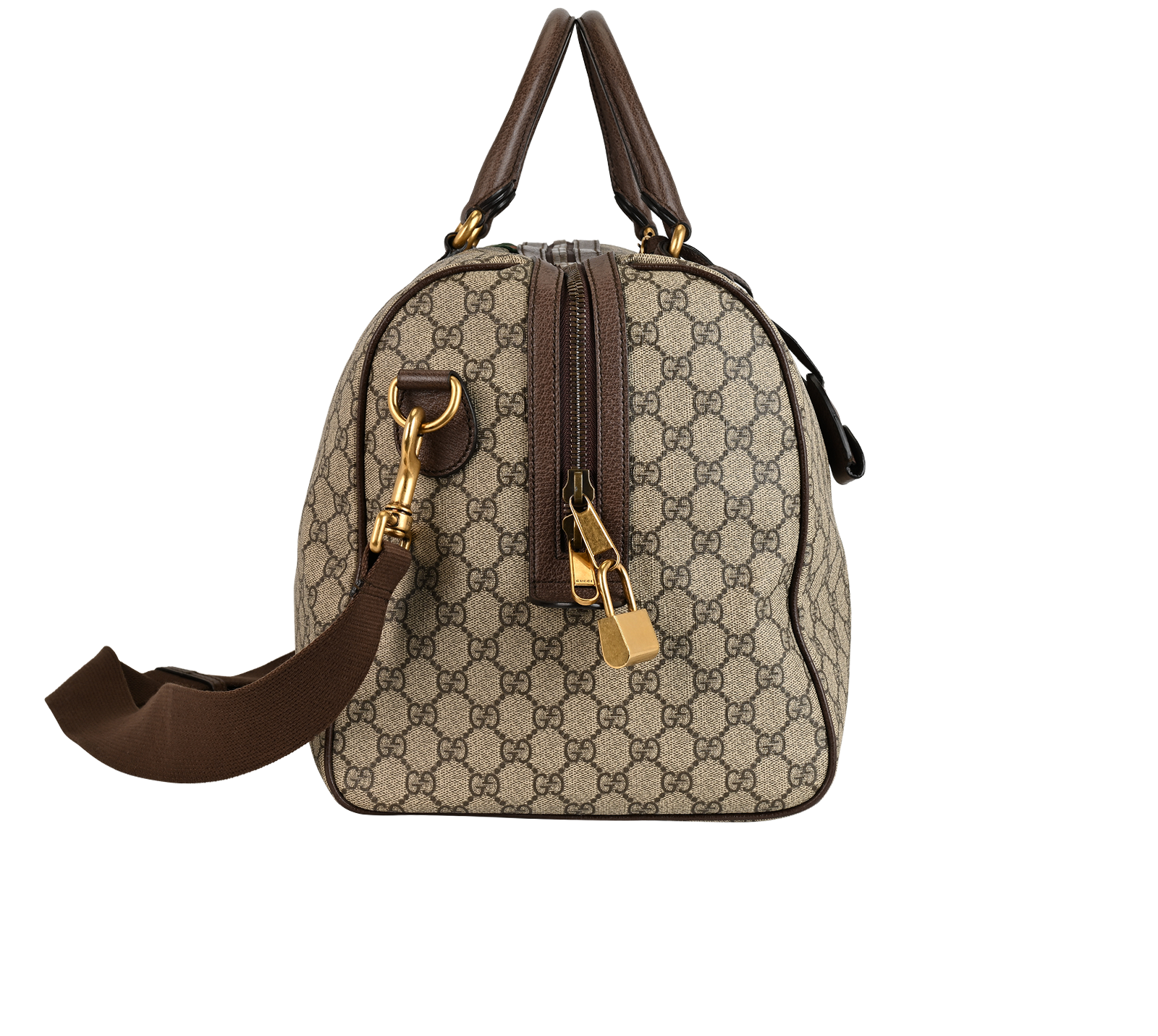 Medium Savoy Duffle Bag, &pound;595, Handbags, Beige/Brown, Canvas, Side view